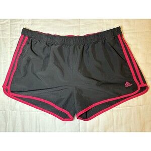 ADIDAS Athletic Black Pink Lined Drawstring Running‎ Shorts Women's SIZE LARGE